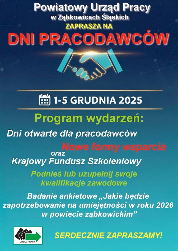 Plakat - Powiatowy urząd pracy zaprasza na Dni Pracodawców