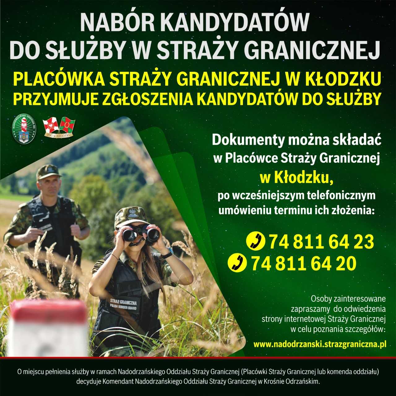 Obrazek dla: Placówka Straży Granicznej w Kłodzku przyjmuje zgłoszenia kandydatów do służby w Straży Granicznej